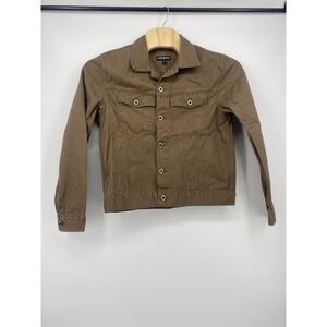 Express Denim Trucker Jacket Mens Large Brown Cotton Twill Casual Button Up Coat